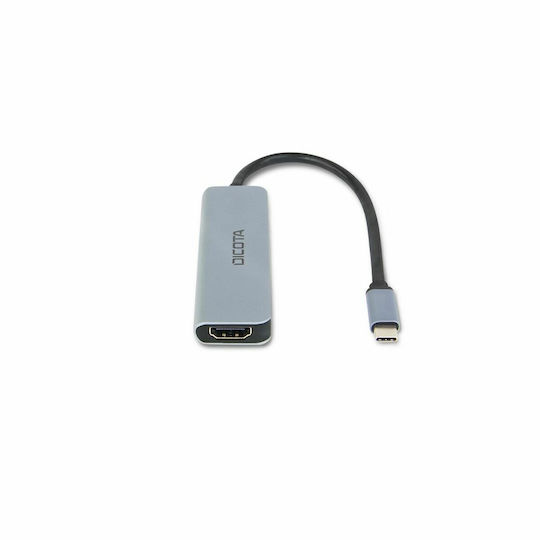 Dicota USB-C Docking Station με HDMI 4K PD Ασημί (D32060)