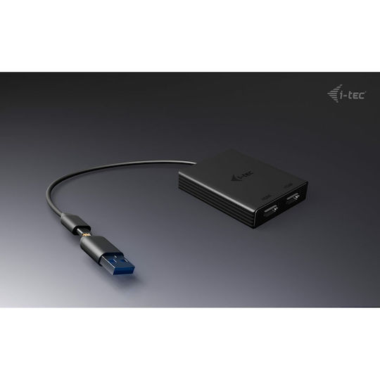 i-tec USB-A / USB-C Docking Station με HDMI 4K και σύνδεση 2 Οθονών Μαύρο (CADUAL4KHDMI)