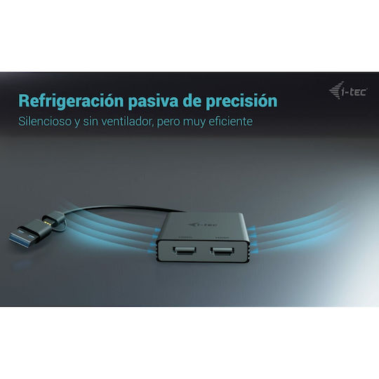 i-tec USB-A / USB-C Docking Station με HDMI 4K και σύνδεση 2 Οθονών Μαύρο (CADUAL4KHDMI)