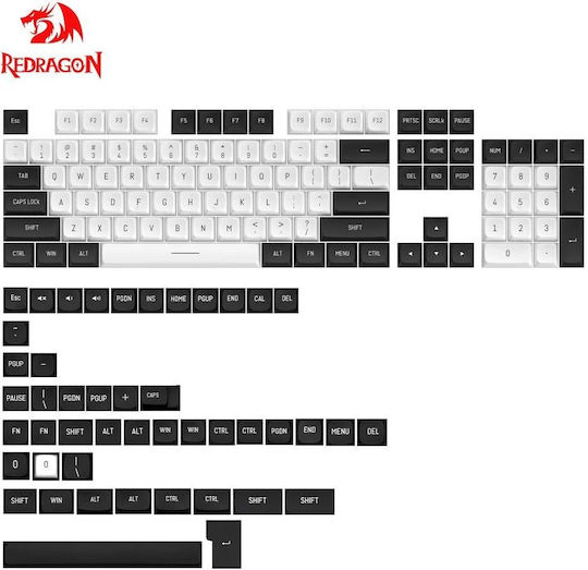 Redragon A132 Keycap CSA PBT Black / White