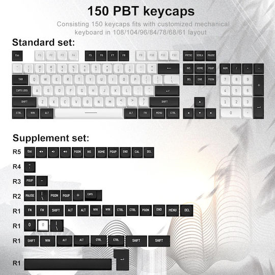 Redragon A132 Keycap CSA PBT Black / White