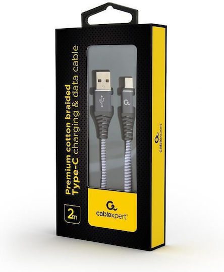 Gembird Braided USB 2.0 Cable USB-C Male - USB-A Gray 2m