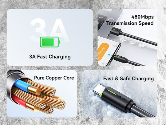 Usams USB 2.0 Kabel USB-C männlich - USB-A 18W Weiß 1m (SJ732USB02)