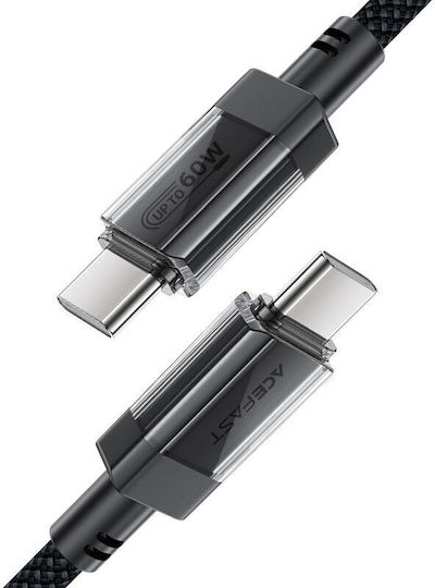 Acefast USB 2.0 Cable USB-C male - USB-C 60W PD Μαύρο 1.2m