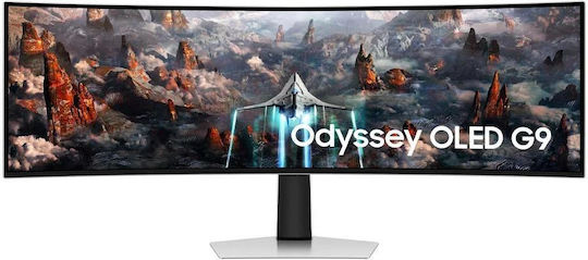 Samsung Odyssey G9 G93SD Ultrawide OLED HDR Curved Monitor 49" 5120x1440 240Hz με Χρόνο Απόκρισης 0.03ms GTG Ασημί