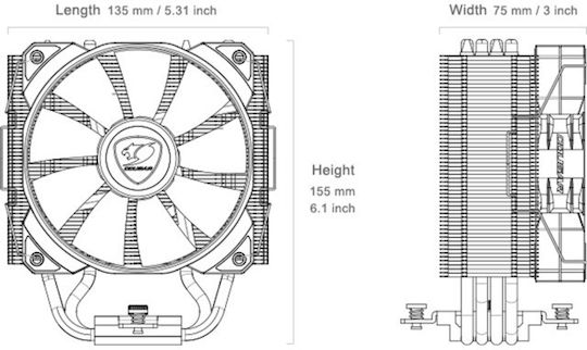 Cougar Forza 50 CPU Cooling Fan for AM4/AM5/1200/115x/1700 Socket