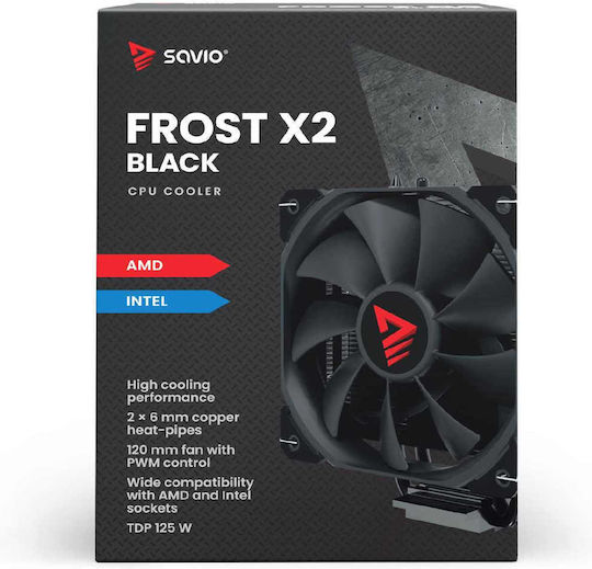 Savio Frost Black X2 CPU Cooling Fan for 1200/115x/1700 Socket