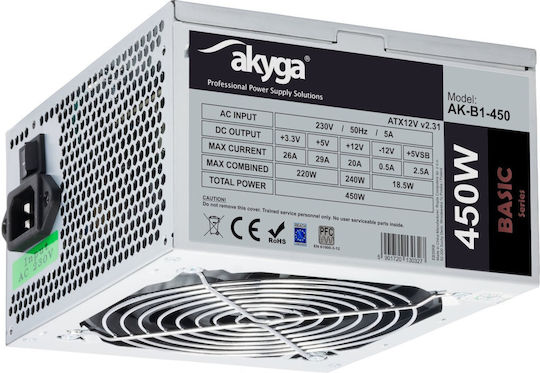 Akyga AK-B1-450 450W Gray Computer Power Supply Full Wired