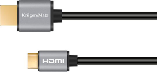 Kruger & Matz HDMI 2.0 Premium High Speed 4K 60Hz HDR Cable HDMI male - mini HDMI male 1.8m Μαύρο