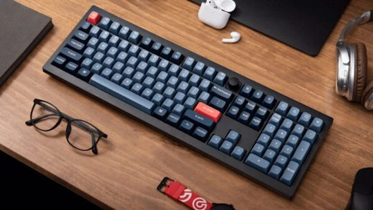 Keychron V6M-D4 Max QMK/VIA V6M-D4 Wireless Gaming Mechanical Keyboard with Gateron Jupiter Banana Switches and RGB Lighting (English US) Carbon Black