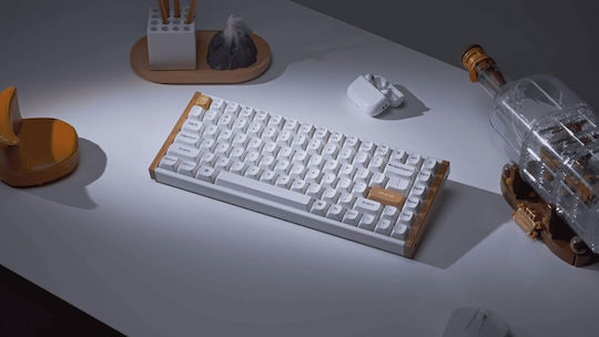 Keychron K2 HE (K2H-Q1) Wireless Gaming Mechanical Keyboard 75% with Gateron Double-Rail Magnetic Nebula switches and RGB lighting (English US) White Special Wood Edition