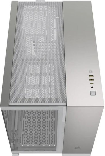 Corsair 2500X Gaming Mikro-Turm Computergehäuse mit Seitenfenster Weiß/Satin-Graues Aluminium