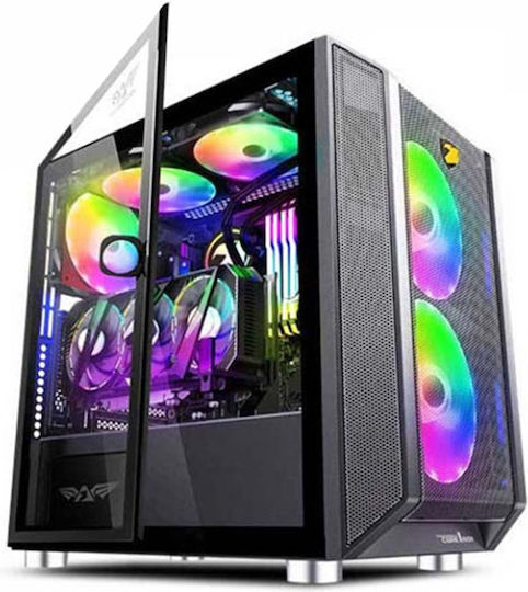 Armaggeddon Tessaraxx Core 1 Gaming Micro Tower Carcasă Calculator cu Fereastră Laterală și Iluminare RGB Negru