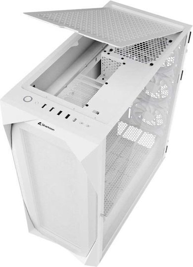 Sharkoon REV300 Gaming Full Tower Κουτί Υπολογιστή με Πλαϊνό Παράθυρο και RGB Φωτισμό Λευκό
