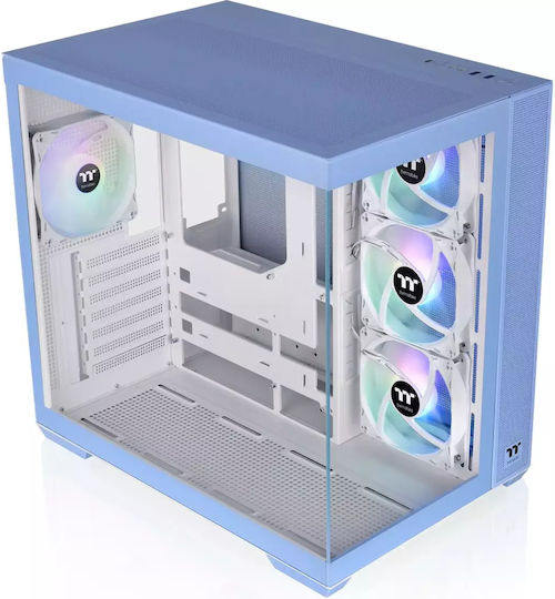Thermaltake View 380 TG ARGB Gaming Midi-Turm Computergehäuse mit Seitenfenster Hydrangea Blue