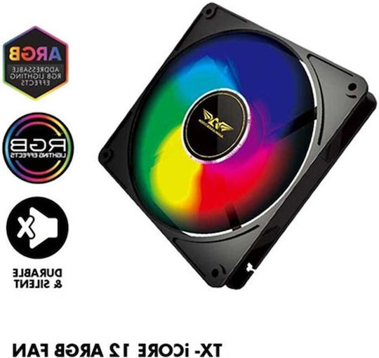 Armaggeddon iCORE-12 Вентилатор за Кутия 120мм (1200 оборота / 45.26 cfm) с ARGB Осветление и 6-pin Свързване