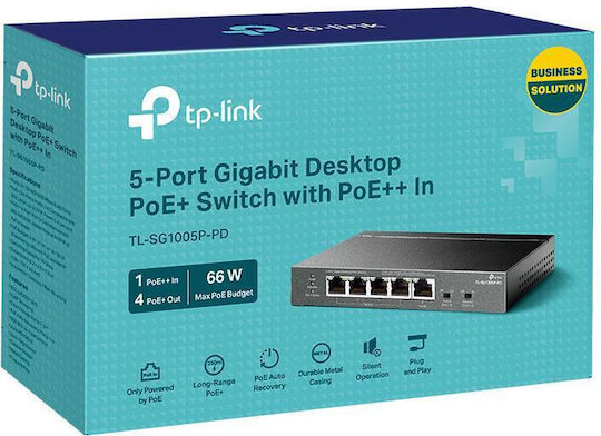 TP-LINK TL-SG1005P-PD v1 Unverwaltet L2 PoE Switch mit 5 Ports Gigabit (1Gbps) Ethernet