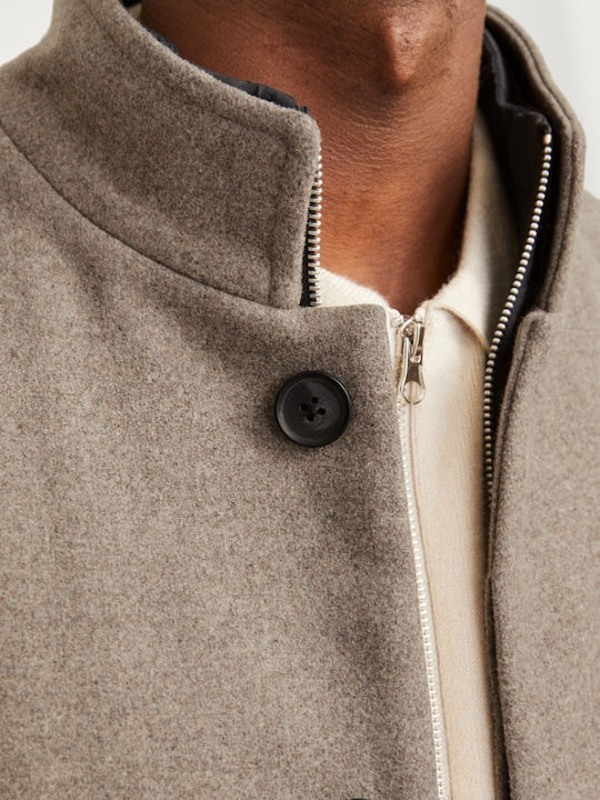 Herren Mantel Greige, Grey