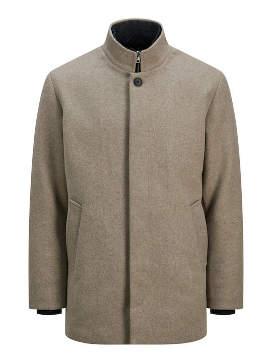 Herren Mantel Greige, Grey