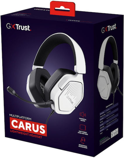 Trust GXT 492W Carrus Over Ear Gaming Headset με σύνδεση 3.5mm Λευκό