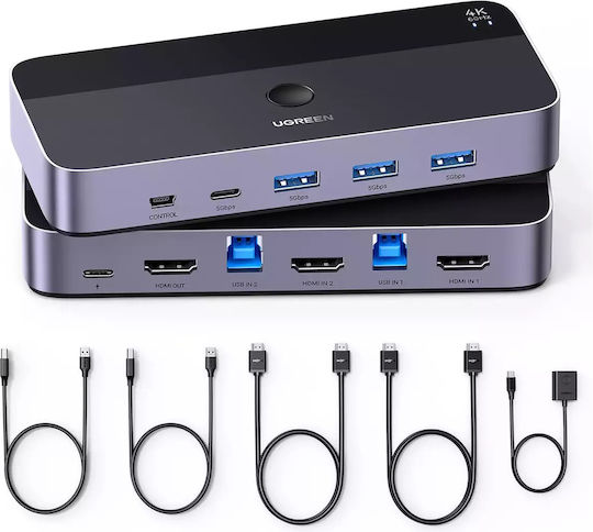 Ugreen Cm664 Hdmi Switch 2in1 Kvm Switch Black