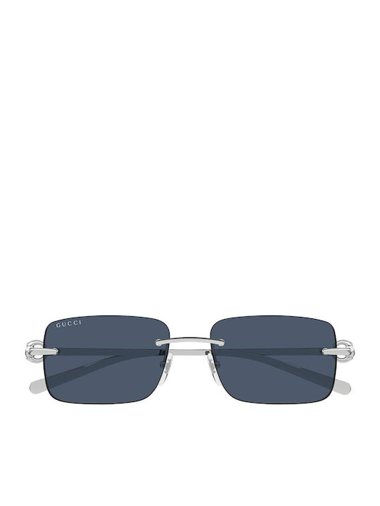 Gucci Unisex Sunglasses with Silver Metal Frame and Blue Lens GG1703S 003