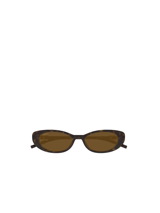 Gucci Women's Sunglasses with Brown Tartaruga Plastic Frame and Brown Lens GG1680s 004