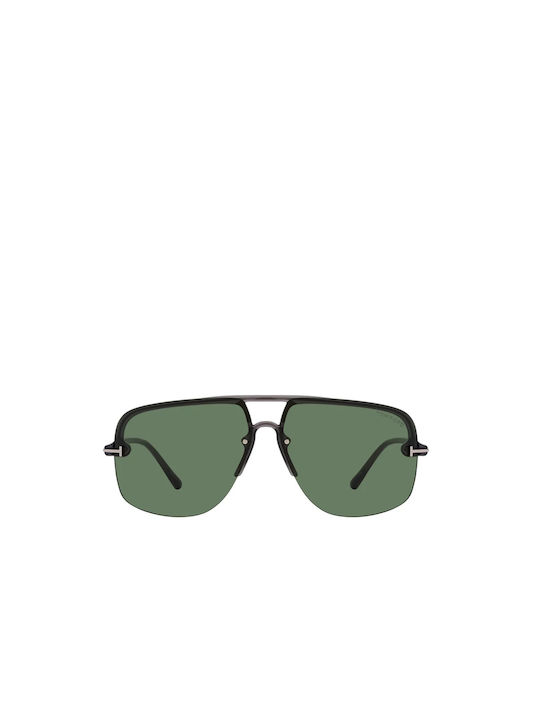 Tom Ford Men's Sunglasses with Black Plastic Frame and Green Lens FT1003 20N