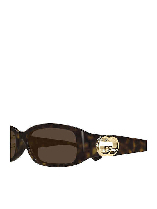Gucci Γυναικεία Γυαλιά Ηλίου με Καφέ Ταρταρούγα Κοκκάλινο Σκελετό και Καφέ Φακό GG1661s 002