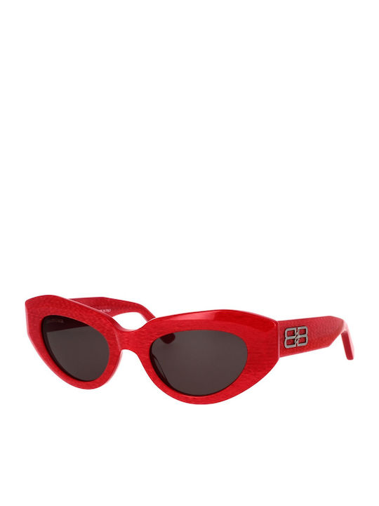 Balenciaga Damen Sonnenbrille mit Rot Kunststoff Gestell und Schwarz Linse