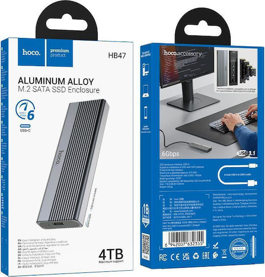 Hoco 295428 M.2 to SATA Gray