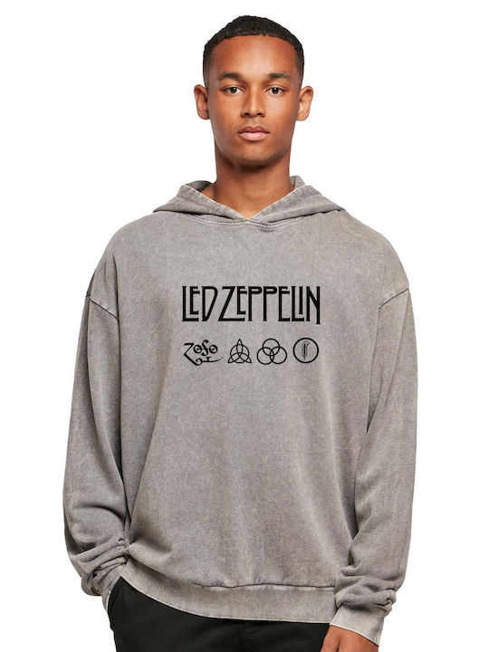 Oversized Premium Hoodie Led Zeppelin Logo Art Rock Avenue Asphalt