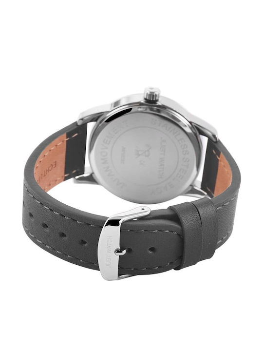 Just Watch Men's Watch 22mm Battery with Black Leather Strap