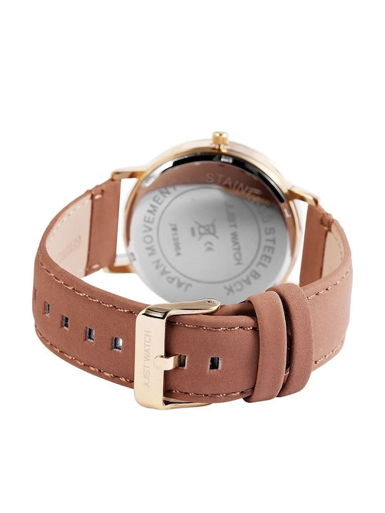 Just Watch Men's Watch 22mm Battery with Brown Leather Strap