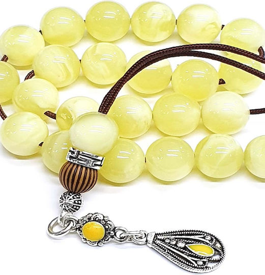 Roloi Komboloi Worry Beads with 10 Amber Beads Length 26cm Yellow