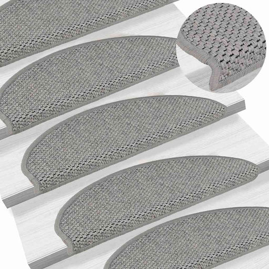Vidaxl Stair Tread Mats Self-Adhesive 30 Pieces Sisal Look Silver 65x21x4 cm Silver