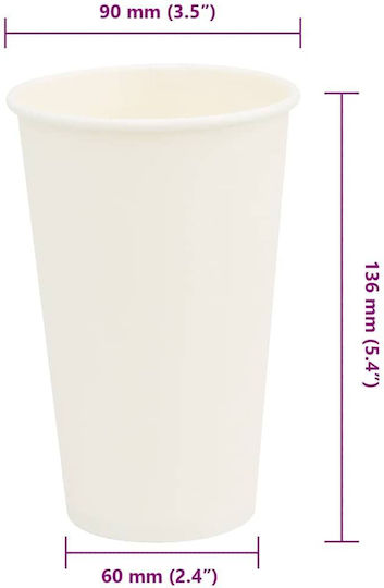 vidaXL Ποτήρι μιας Χρήσης Χάρτινo Καφέ 480ml 1000τμχ