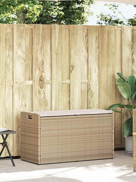 Outdoor Bench Rattan with Chest and Cushions 100x45x57cm