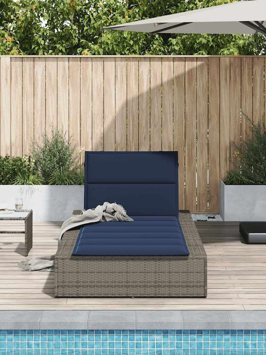 Liegestuhl Rattan mit Kissen Gray 210x100x28cm.