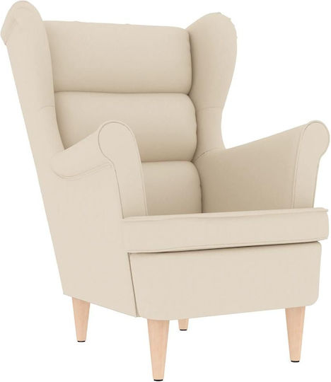 Armchair with Footstool White 74x84x100cm