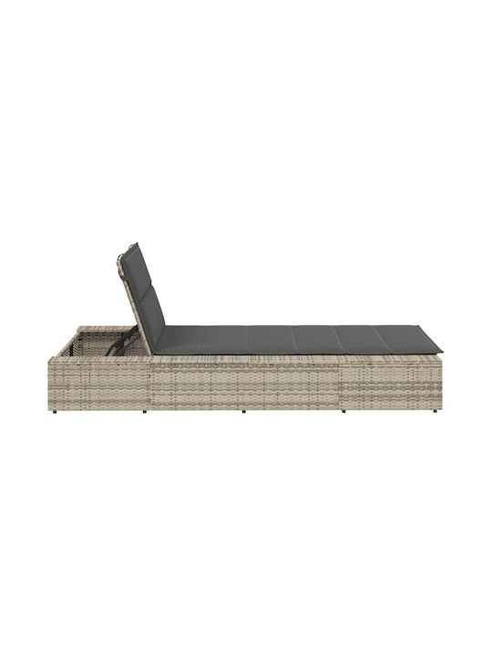 Liegestuhl Rattan mit Kissen Gray 210x100x28cm.
