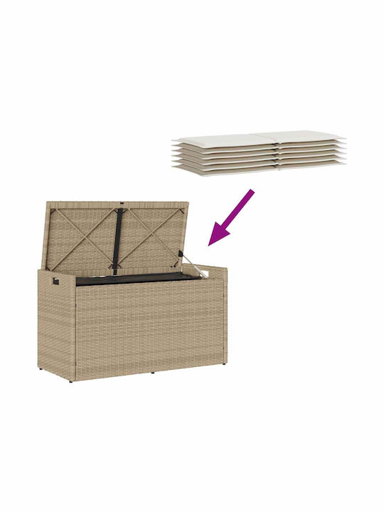 Outdoor Bench Rattan with Chest and Cushions 100x45x57cm