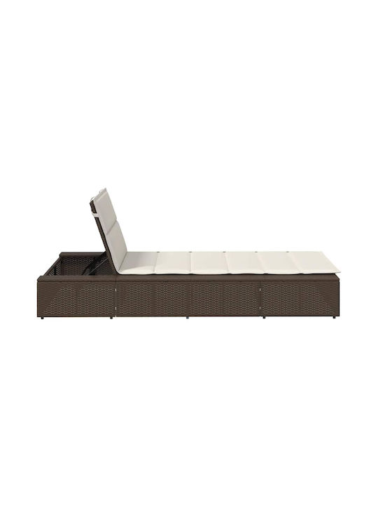 Liegestuhl Rattan mit Kissen Braun 210x100x28cm.