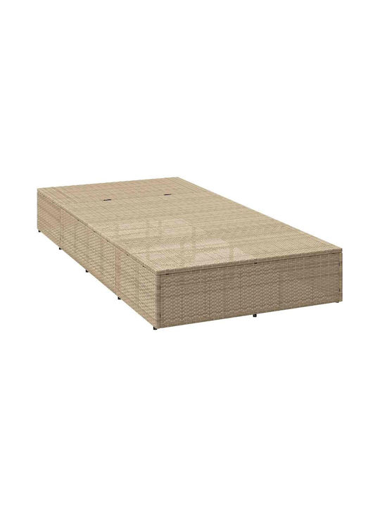 Градински и басейнови шезлонги Rattan с бежово възглавнично легло 210x100x28см