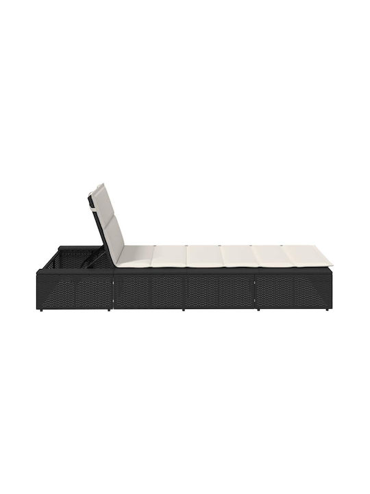 Ξαπλώστρα Rattan με Μαξιλάρι Μαύρη 210x100x28εκ.