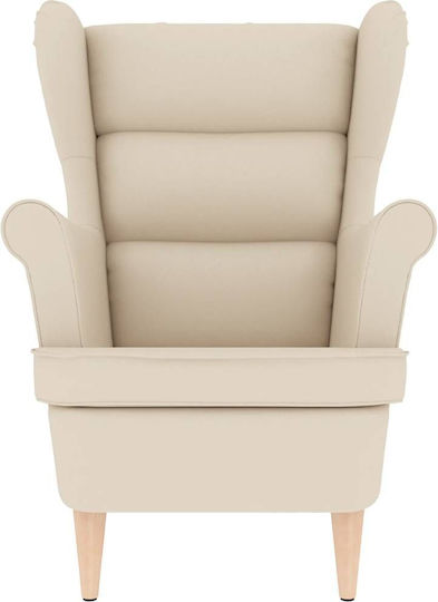 Armchair with Footstool White 74x84x100cm