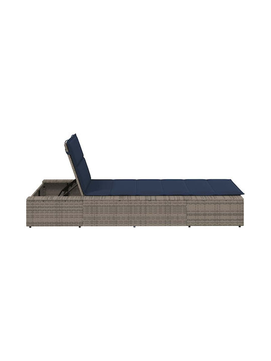 Liegestuhl Rattan mit Kissen Gray 210x100x28cm.