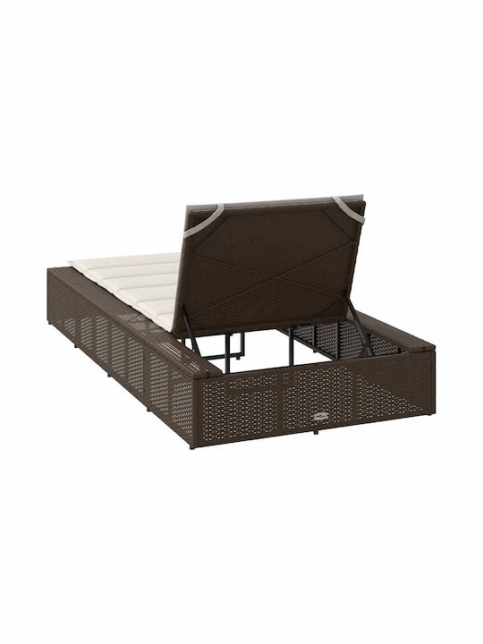 Liegestuhl Rattan mit Kissen Braun 210x100x28cm.