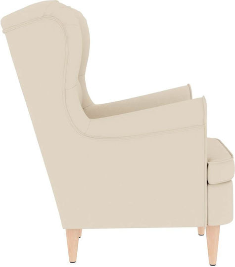 Armchair with Footstool White 74x84x100cm
