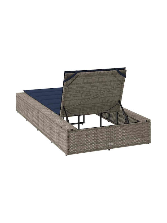 Liegestuhl Rattan mit Kissen Gray 210x100x28cm.